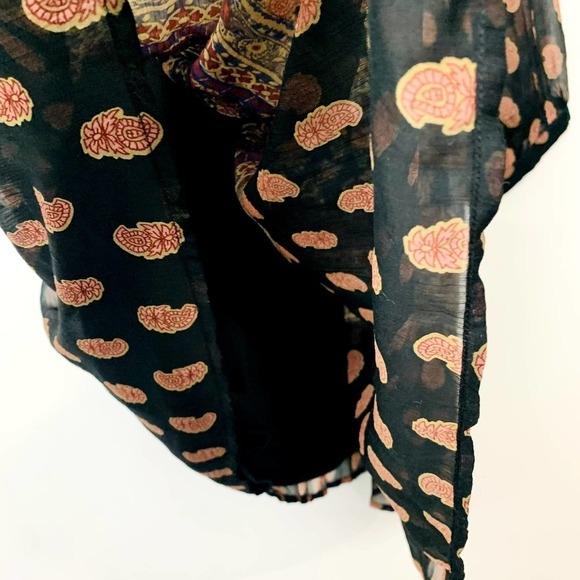 Vero Moda Mix Print Paisley 3/4 Sleeve Sheer Mini Smock Dress Multicolor Large - Picture 5 of 12